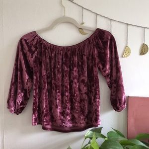 Hollister Pink velvet cropped off the shoulder top